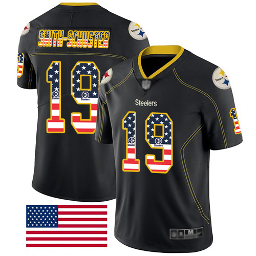 Men Pittsburgh Steelers Football #19 Limited Black JuJu Smith Schuster Rush USA Flag Nike NFL Jersey